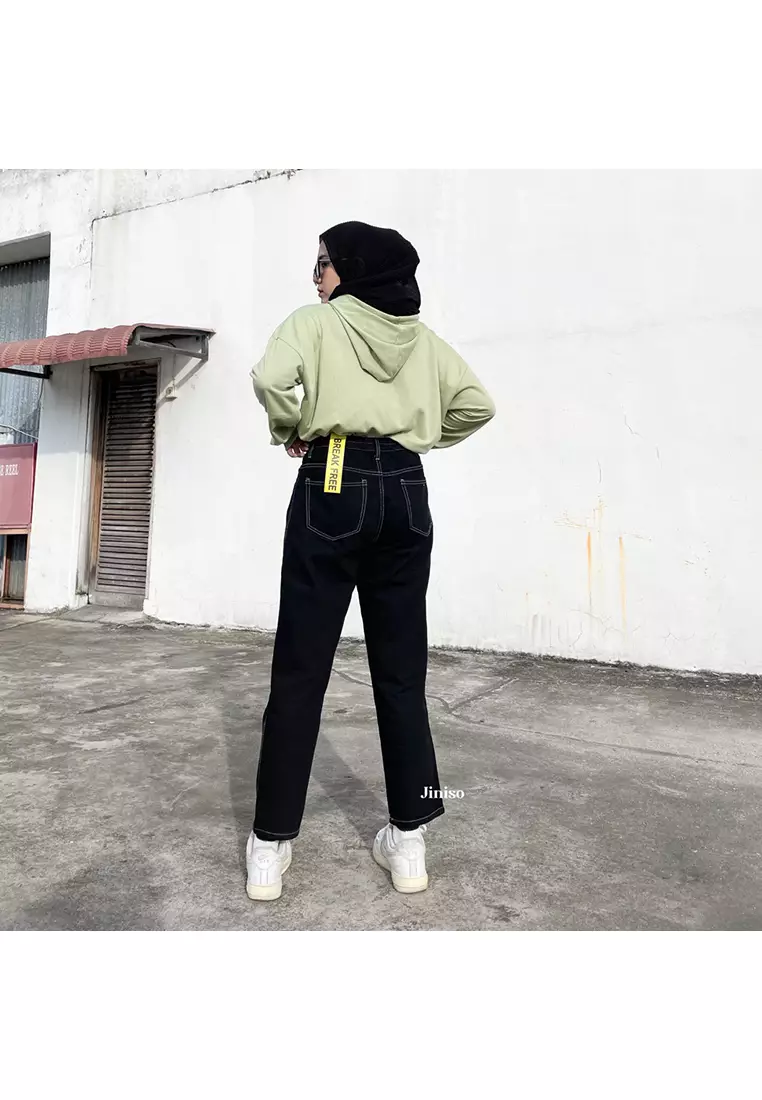 Highwaist Mom Jeans Black Oreo 352 BREAK FREE