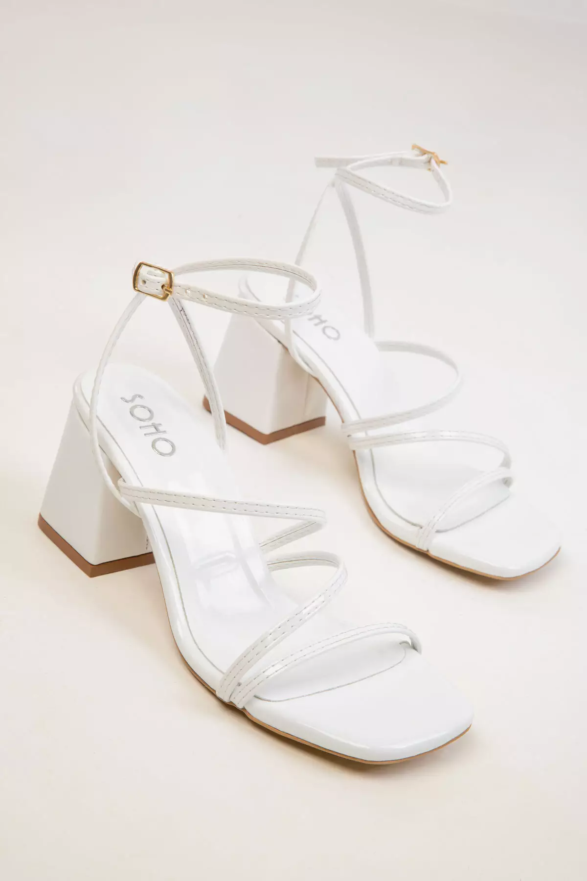 White Patent Leather Women's Classic Heeled Shoes 20317