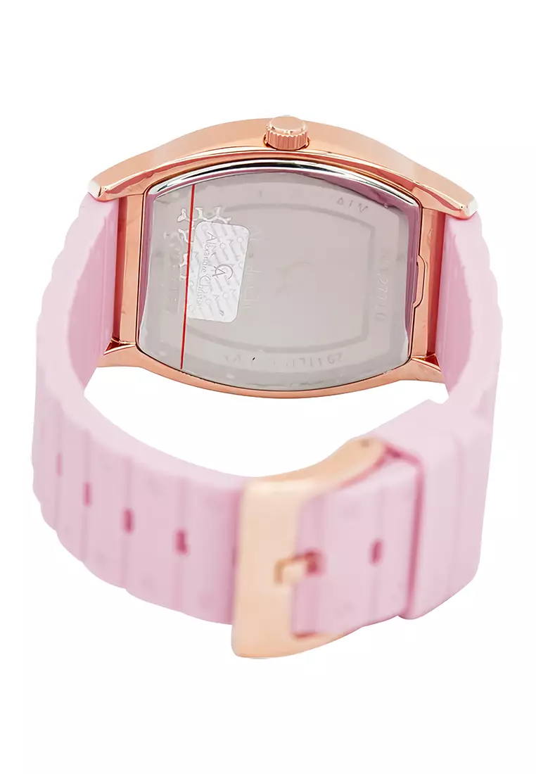 Alexandre Christie - Jam Tangan Analog Wanita - Rosegold - Pink Rubber Strap - 2941 LDRRGPN