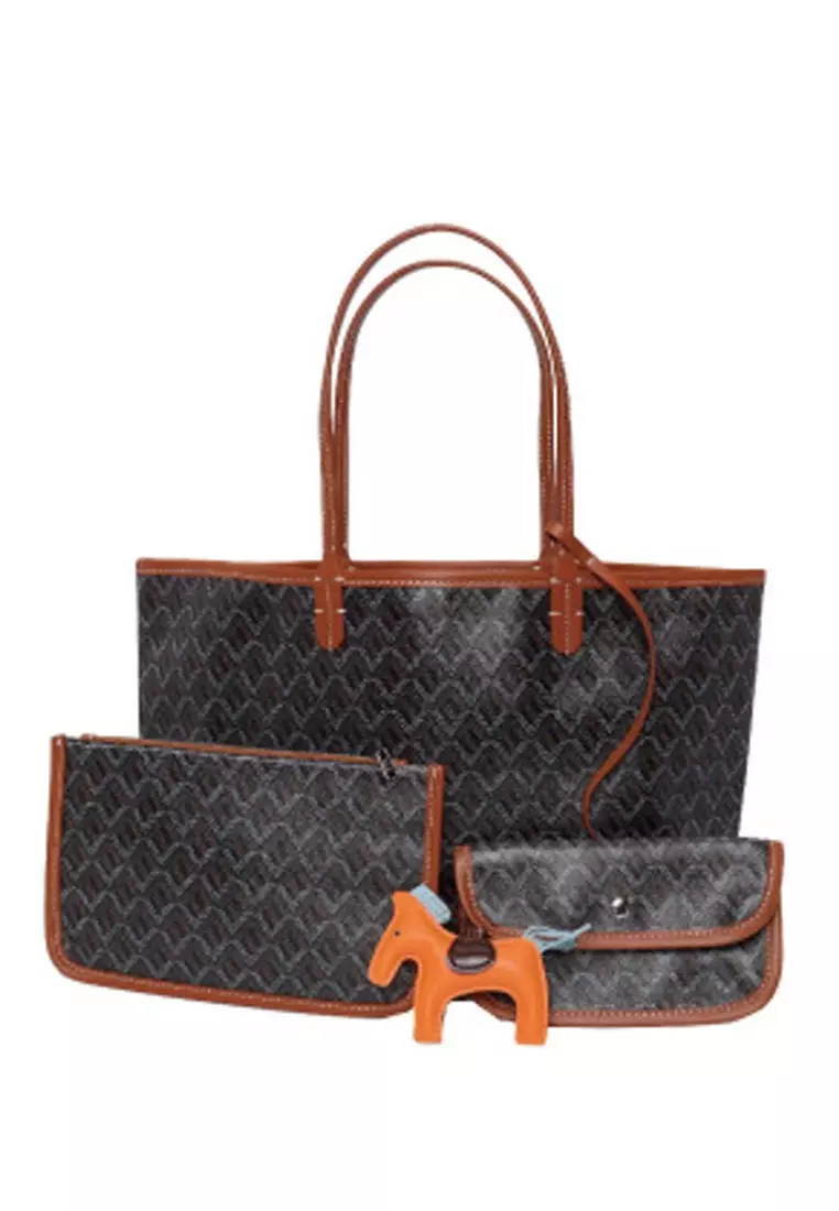 傳統狗牙單肩袋 (大)- 深啡 附送兩個小袋 (內附隨機色小馬贈品)