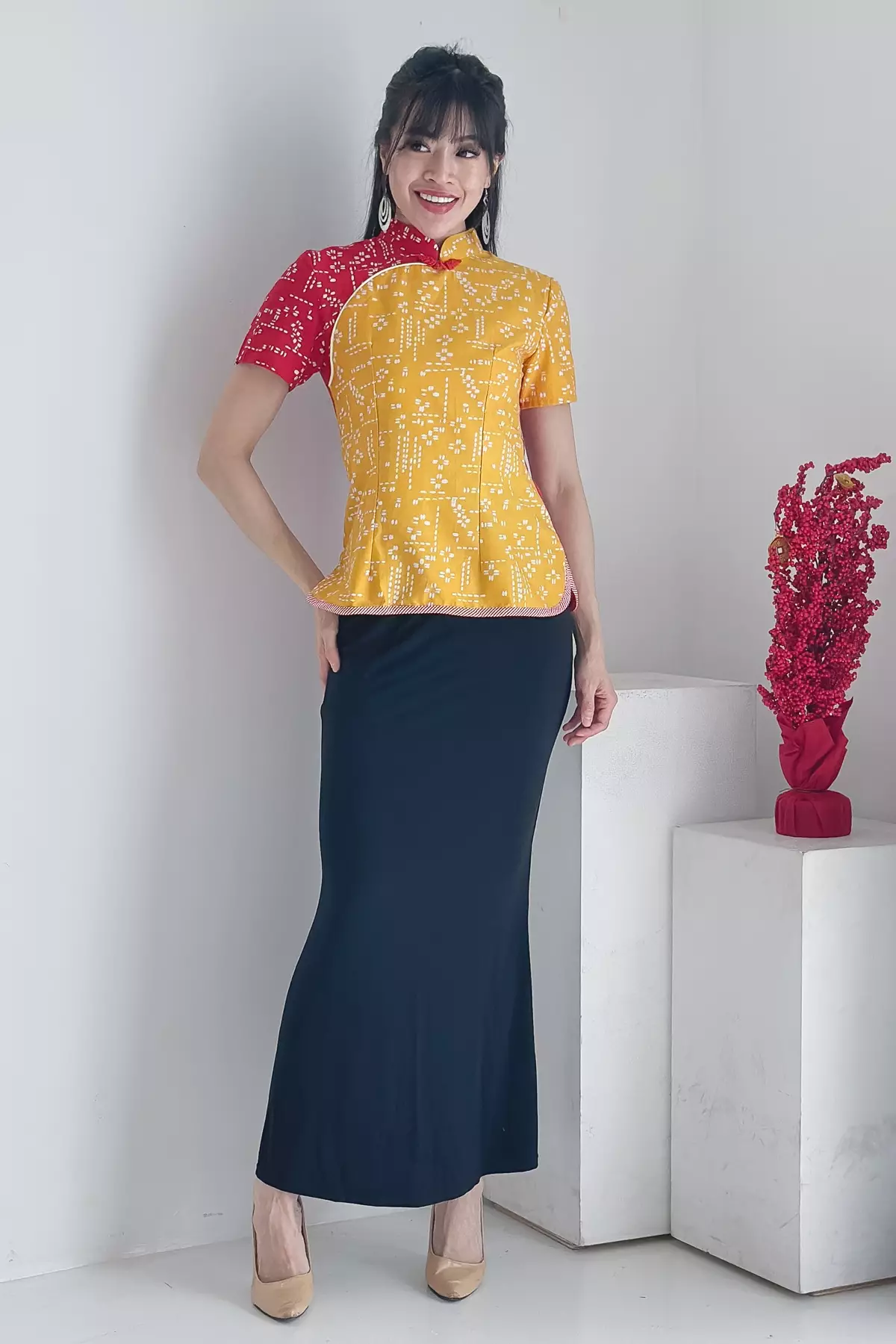 Canna Sashiko Kuning Merah Blouse