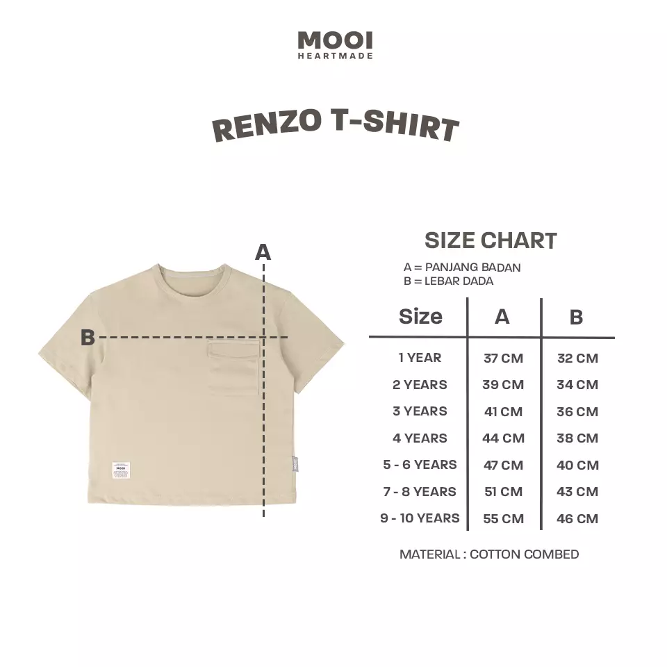 Mooi Kaos Anak Laki-Laki Renzo T-Shirt Tee - Light Beige