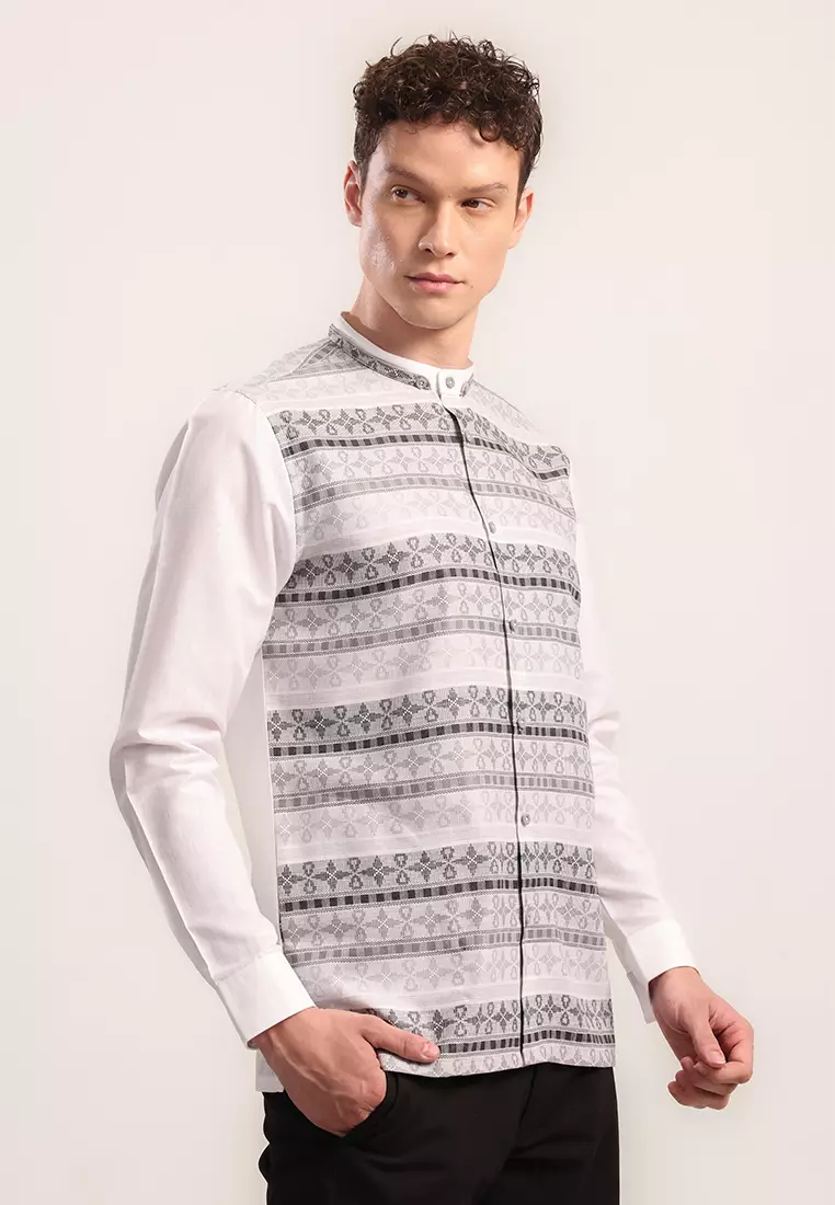 MOC Kemeja Koko Lengan Panjang Pria Lanbash - Grey