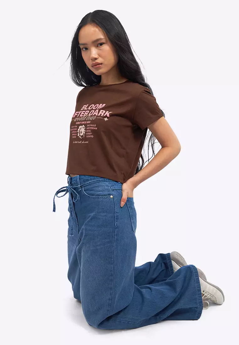 Wide Leg Denim Pants with Belt
