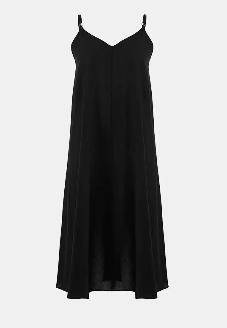 Beachwear Black Maxi Length Voile Woven Plus Size Beach Dress Tbbss26Ah00106
