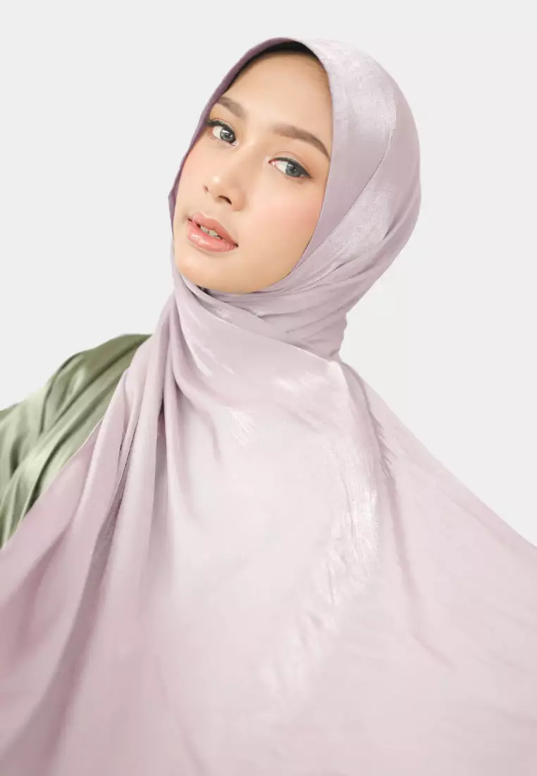 Zelena - Netta Shimmer Shawl | Pashmina Shimmer | Hijab Pashmina Silk - Crystal Purp