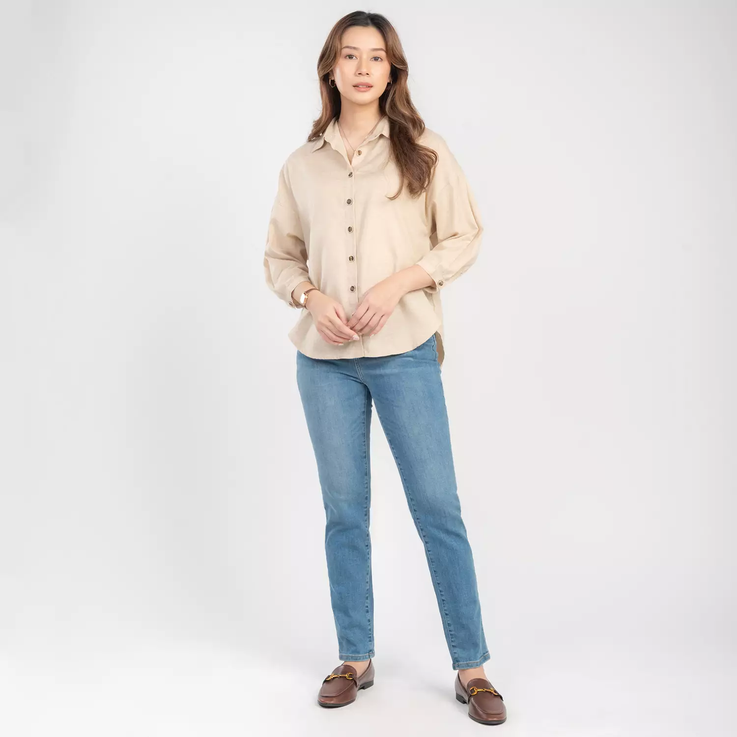 Flamoush Ernita Khaki Kemeja Oversize Wanita