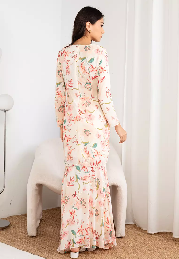 Ivory Soft Yellow Ariel Kurung Princess Kembang Payung Skirt