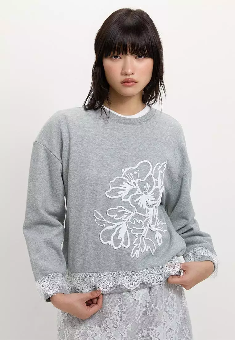 Lace Floral Sweatshirt