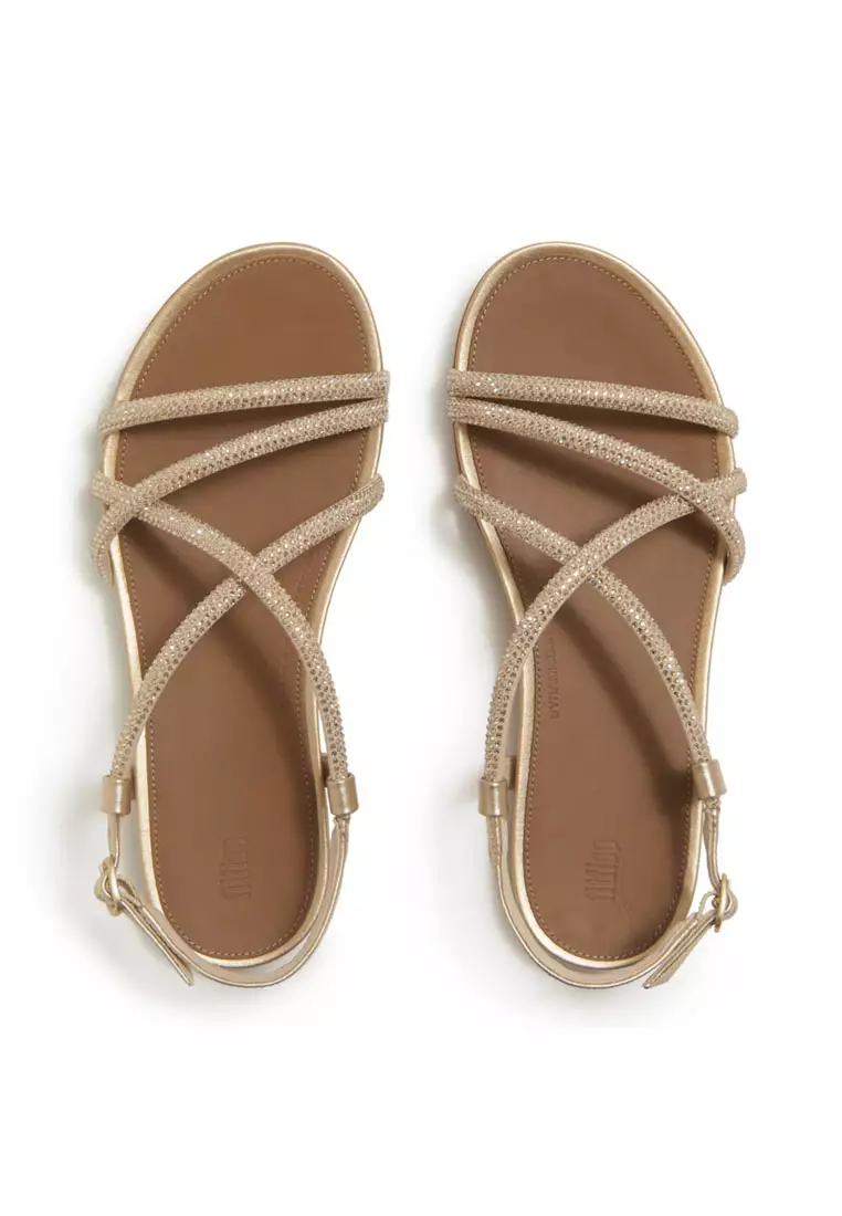 GRACIE Women's Crystal Strappy Back-Strap Sandals  - Platino (A3Z-675)