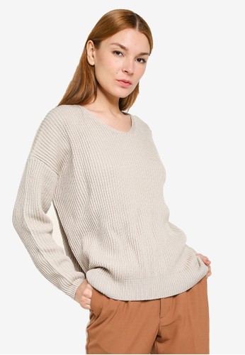 niko and ... beige Knitted Oversized Sweater F33A7AAD49344CGS_1