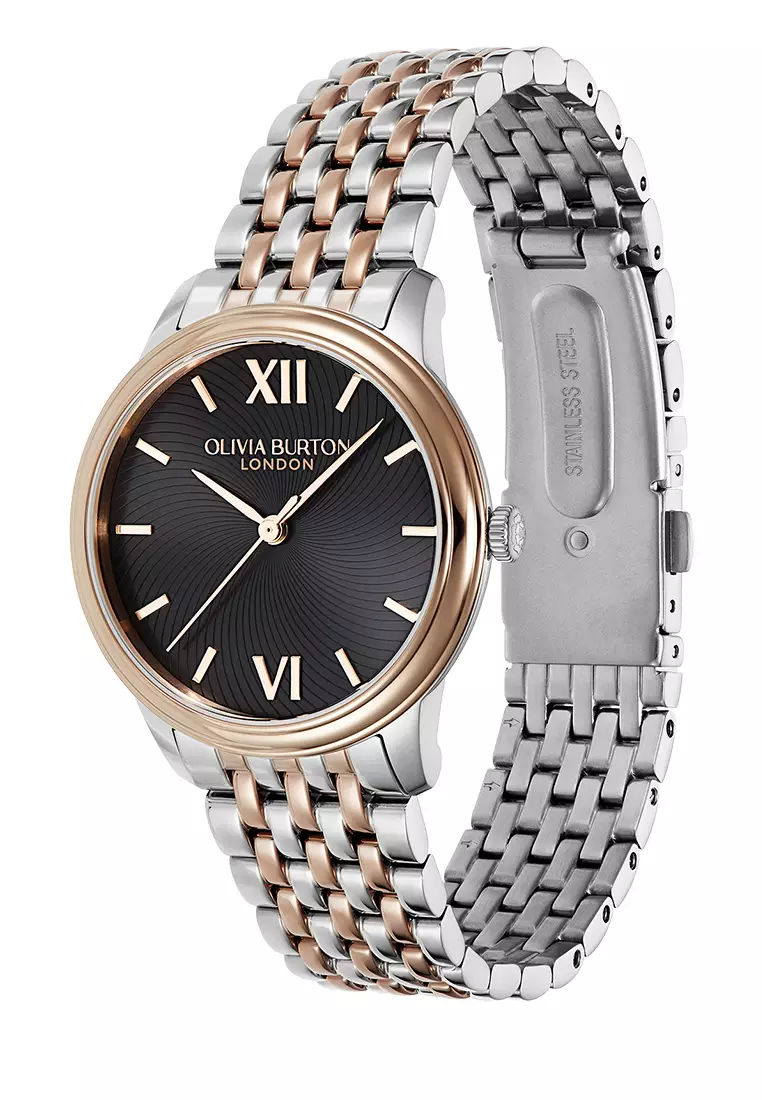 Olivia Burton 32mm Classic Swirl Black & Two Tone Link Watch - 24000133