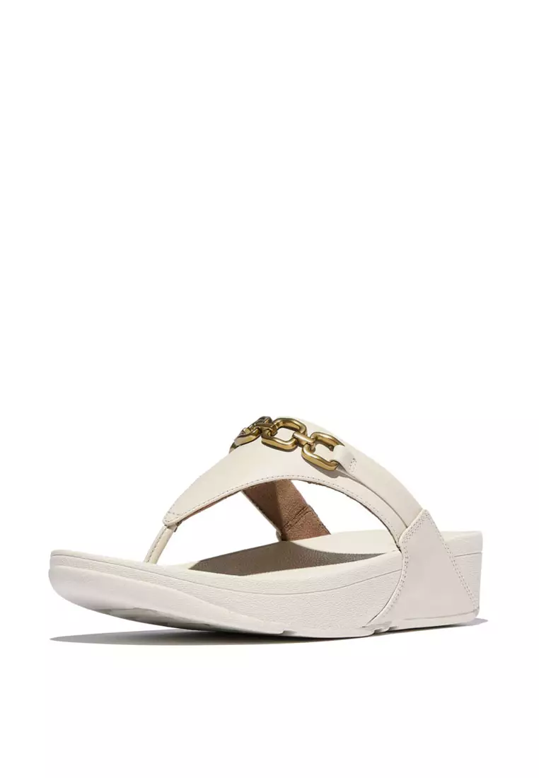 LULU Women's Square-Chain Leather Toe-Post Sandals - Paris Beige (E1I-A99)