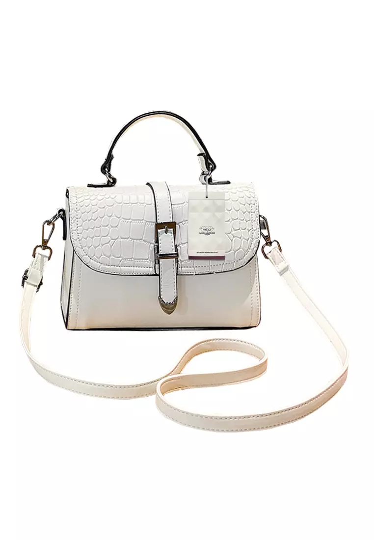 White top croc handbag