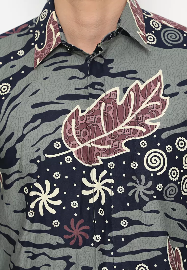 Kemeja Batik Pria Abhipraya - Oslo Blue