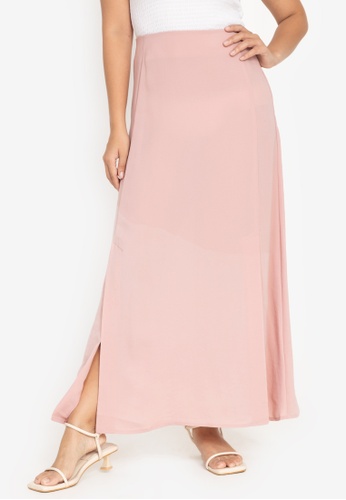 ZALORA BASICS pink Maxi Skirt With Slits 67AD6AA874303FGS_1