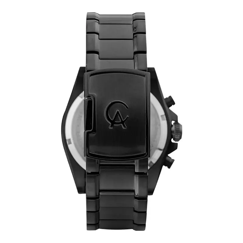 Jam Tangan Pria Alexandre Christie Chronograph AC 6619 MC BEPBA Men Black Dial Black Stainless Steel Strap