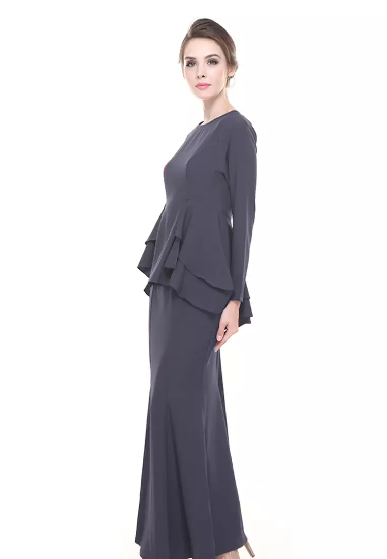 Lora Peplum in Dark Grey New