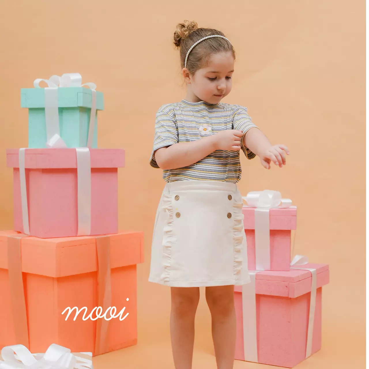 Mooi Rok Celana Skort Anak Perempuan Asa Ruffle Skort - Sage Green
