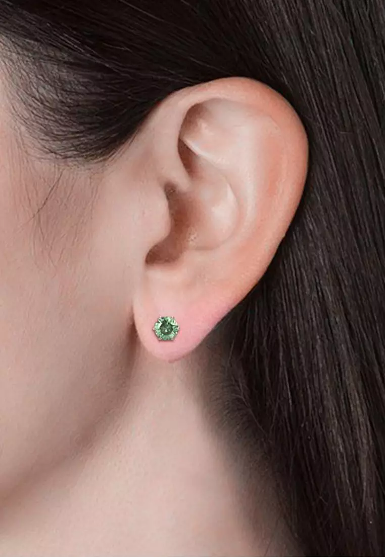 Birth Stone Earring August Peridot WG - Anting Crystal Swarovski by Her Jewellery