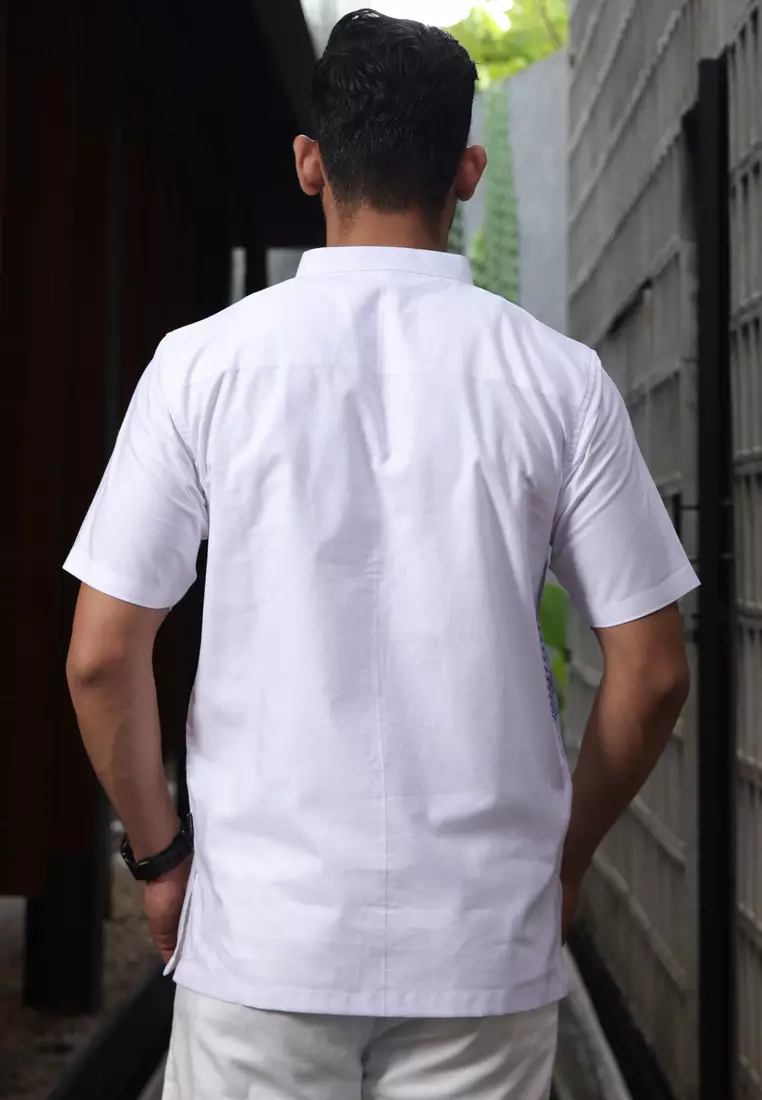 Hadinata Batik Koko Cap Pendek Arman White
