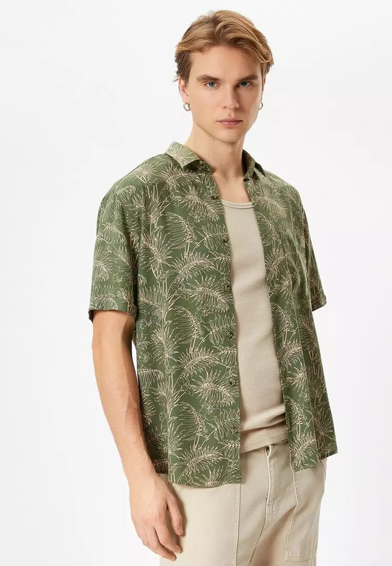 Discount on KOTON  shoes - SKU: Summer Shirt Short Sleeve Floral Patterned Buttoned Viscose Blend