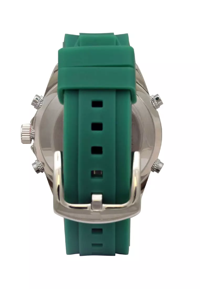 Elvano Jam Tangan Pria - Green Silver Black - Rubber Strap - 2111MD7-2GN
