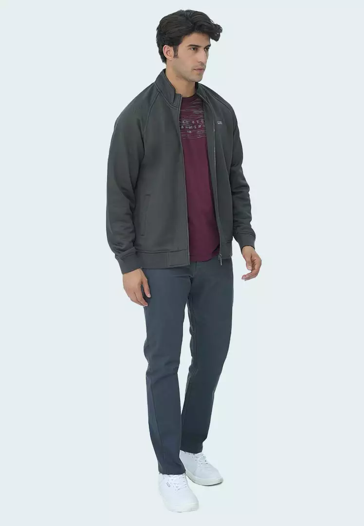 LGS - Jaket Casual - Stand Collar - Full Zipper - Abu - JJK.555.205.002.C