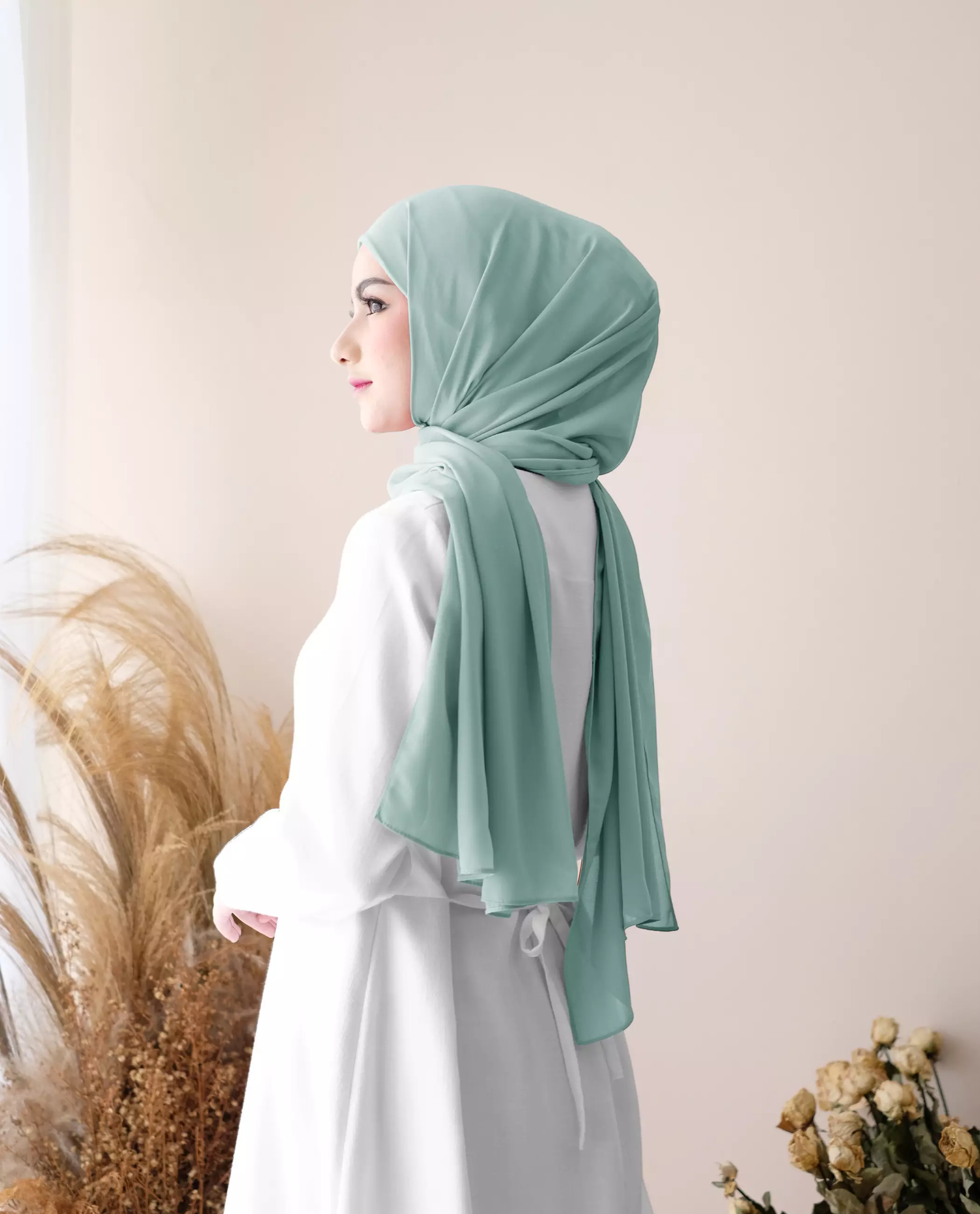 Pashmina Inner Instan 2in1 Ceruty Baby Doll - Soothing Sea