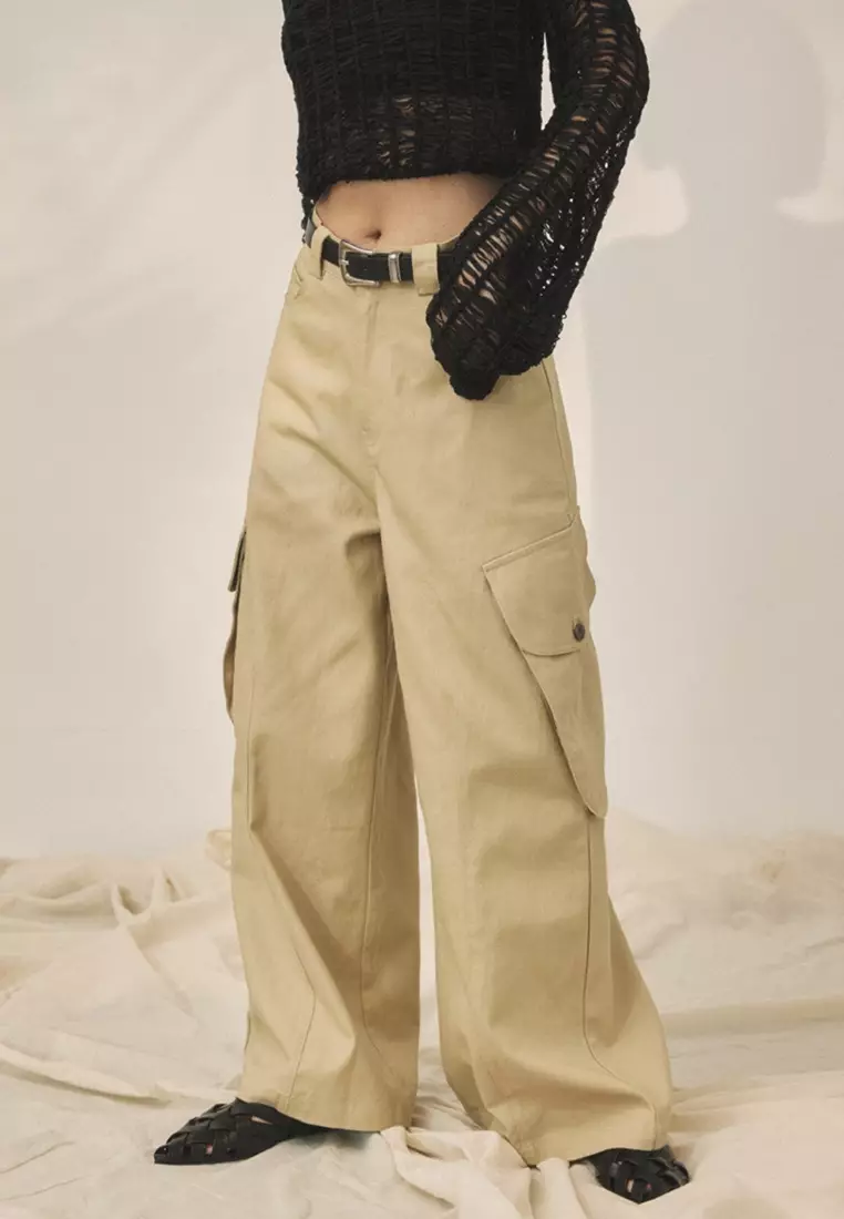 Khaki jeans with side pockets hot sale
