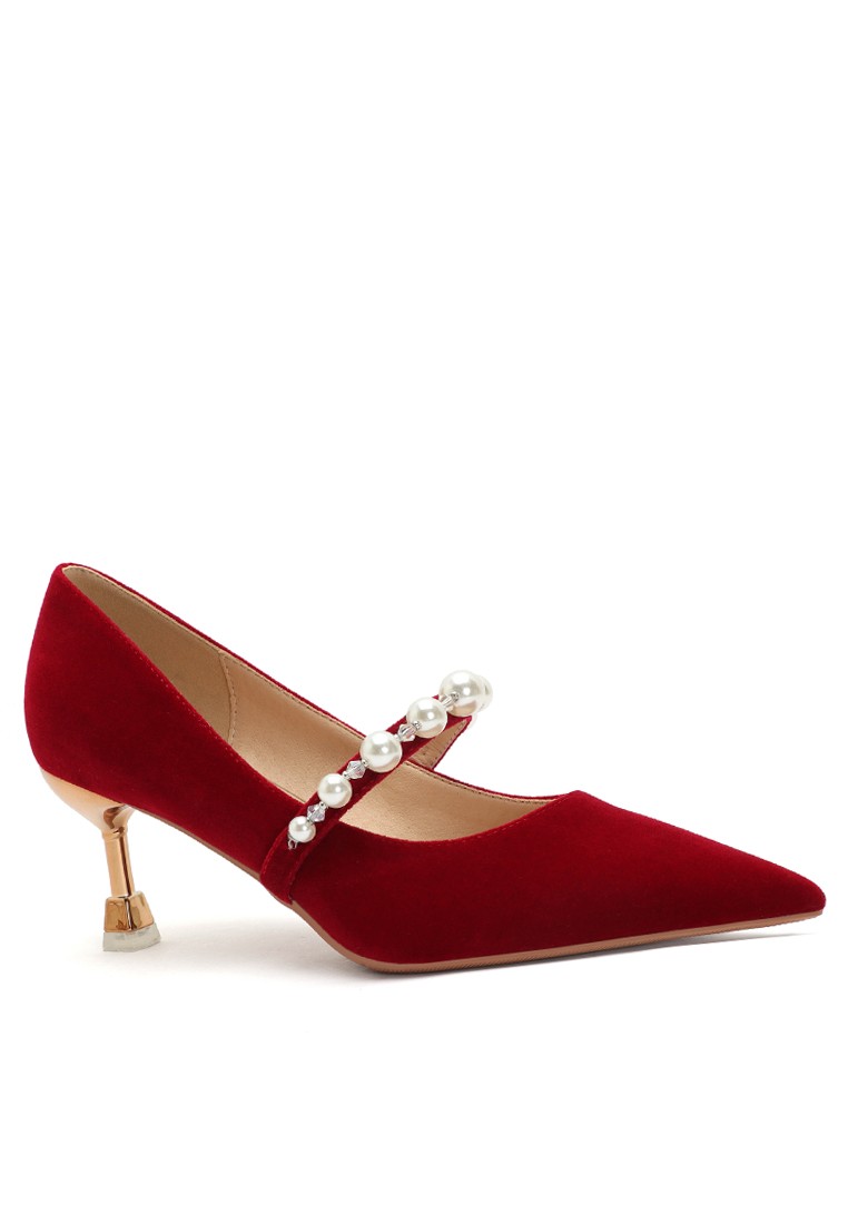 6CM Pearl Strap Suede Pumps 2170-8