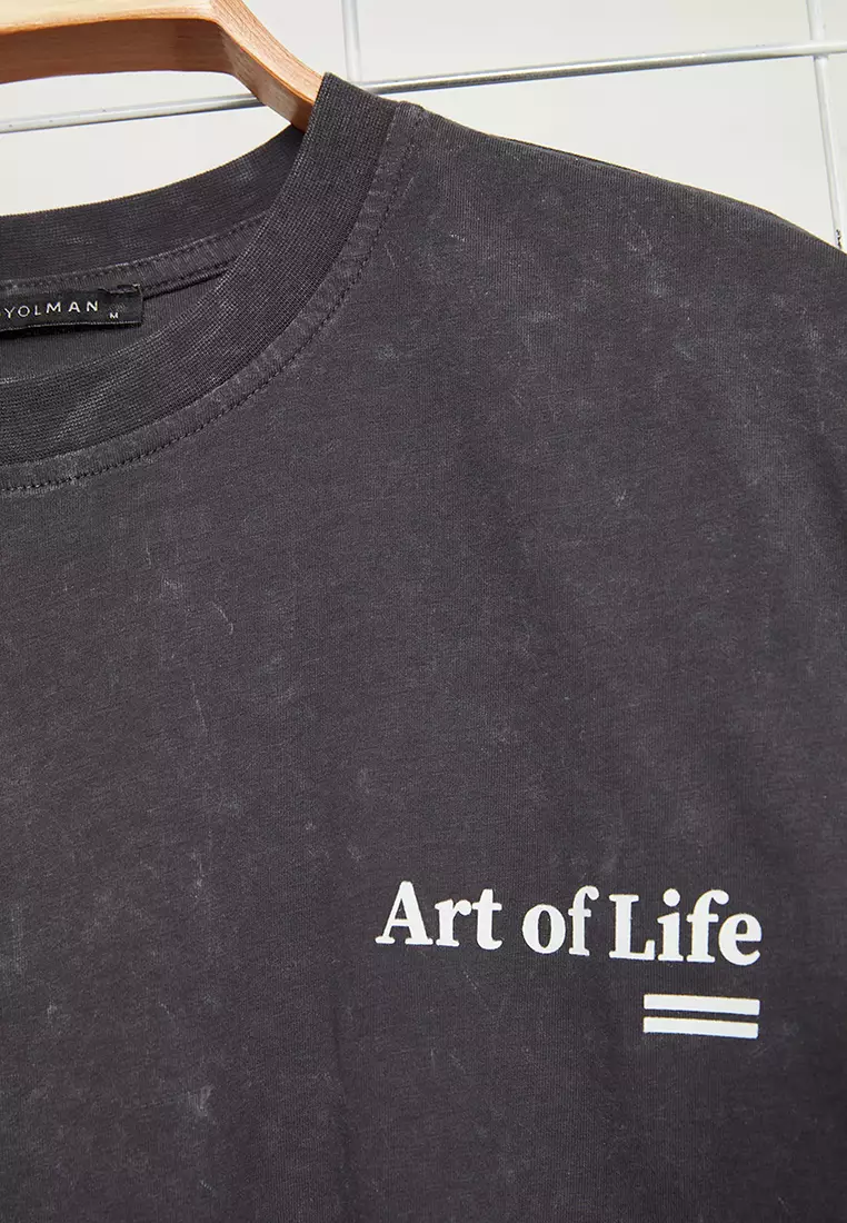 Faded-Effect Printed T-Shirt