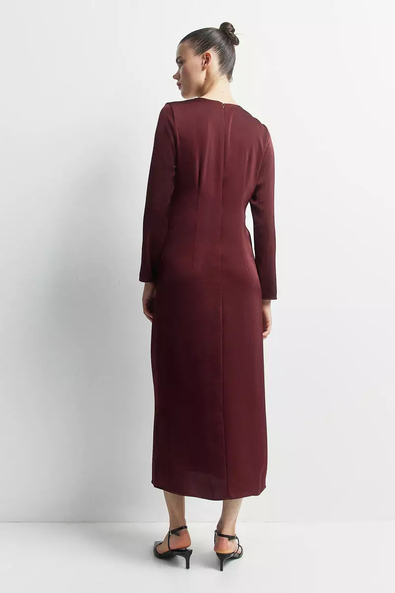 Buy H&M MAMA Draped knot-detail satin dress Online