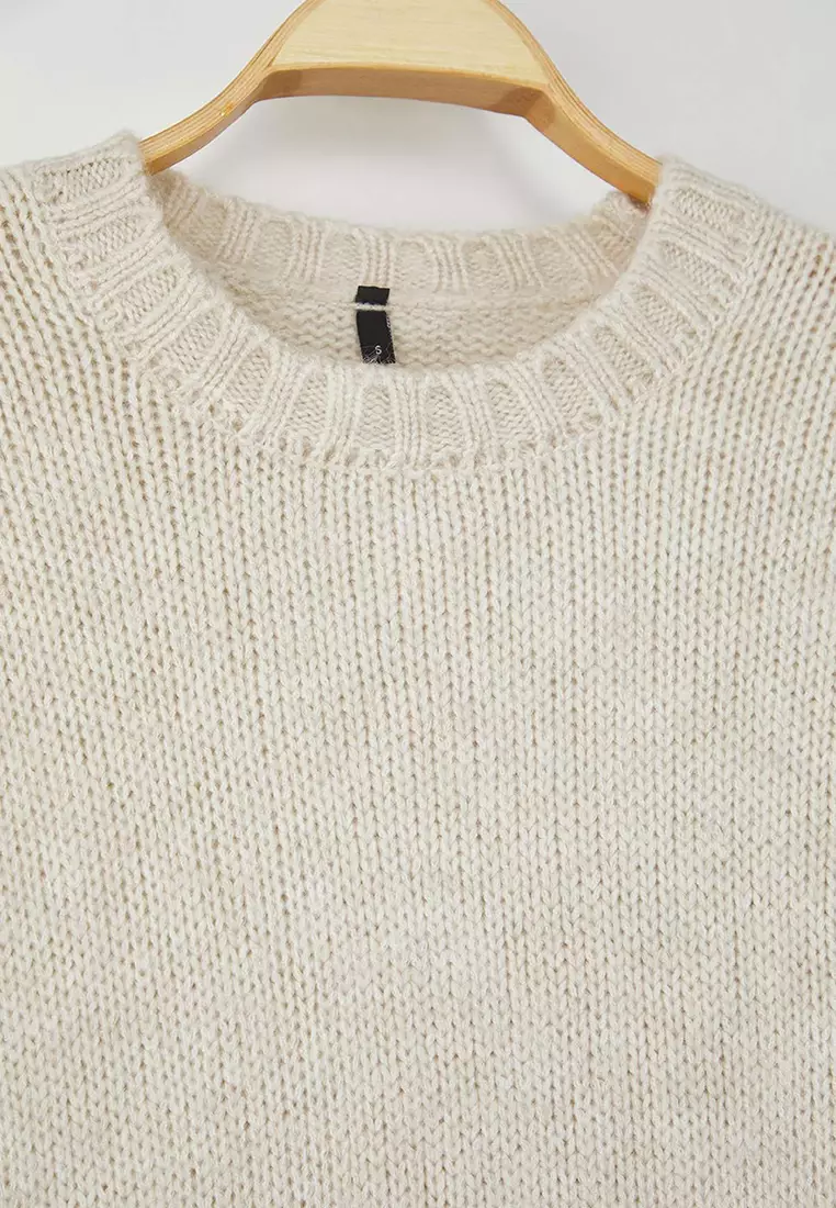 Wardrobe Essentials Stone Soft Texture Wide Cut Basic Knit Sweater | Twoaw26Kz00073