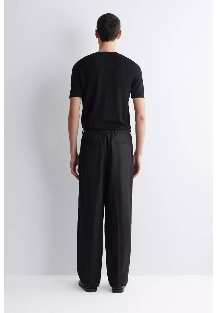 LINEN RELAXED-FIT STRAIGHT-LEG TROUSERS