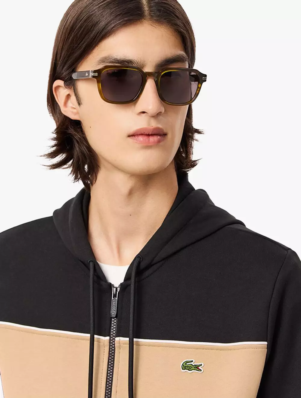 Zip-Up Colourblock Hoodie - BLACK