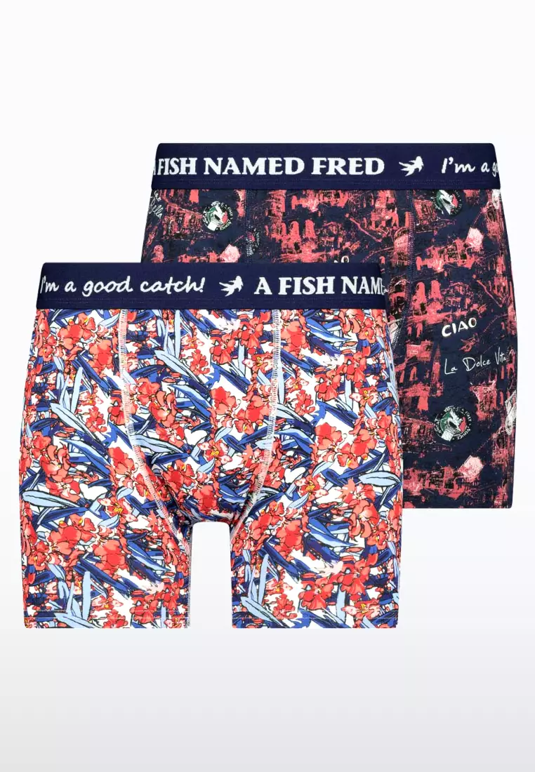 Buy A Fish Named Fred Italy Iconic and Oleander Leaf Design Boxers- Red (2  packs) 2024 Online