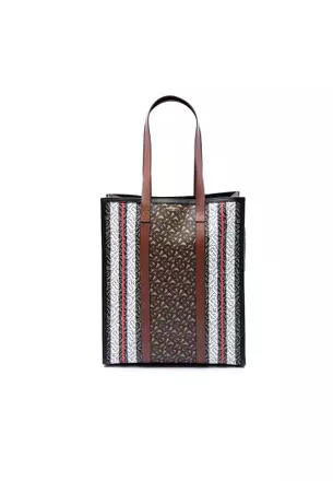 Burberry Tb E-Canvas Stripe Vertical #275340B60B Burberry Bridle Brown Monogram E-Canvas Stripe Vertical Tote  main image 3
