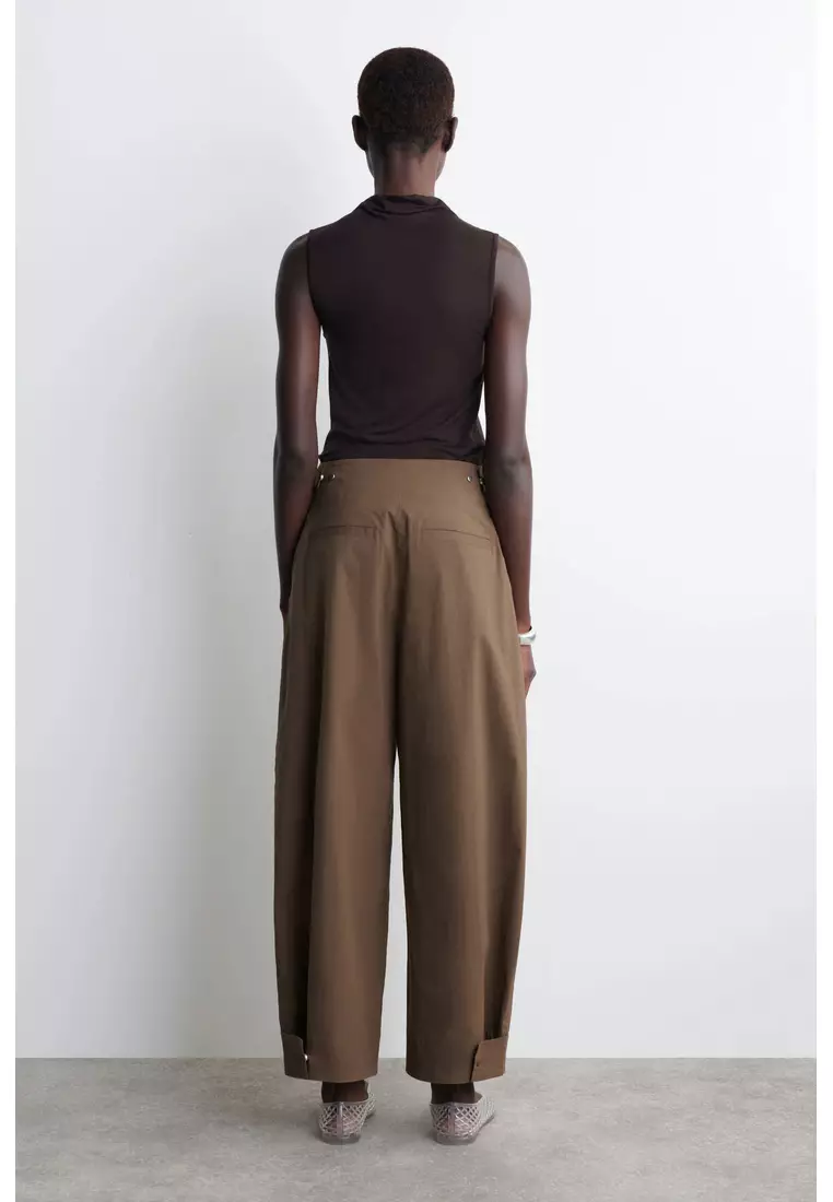 COTTON BARREL-LEG TROUSERS