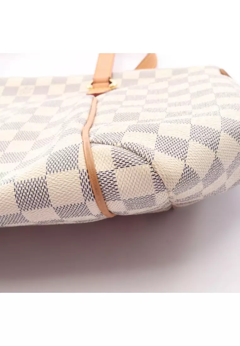 Pre-Loved Louis Vuitton Totally MM Damier Azur Shoulder bag tote bag PVC leather white