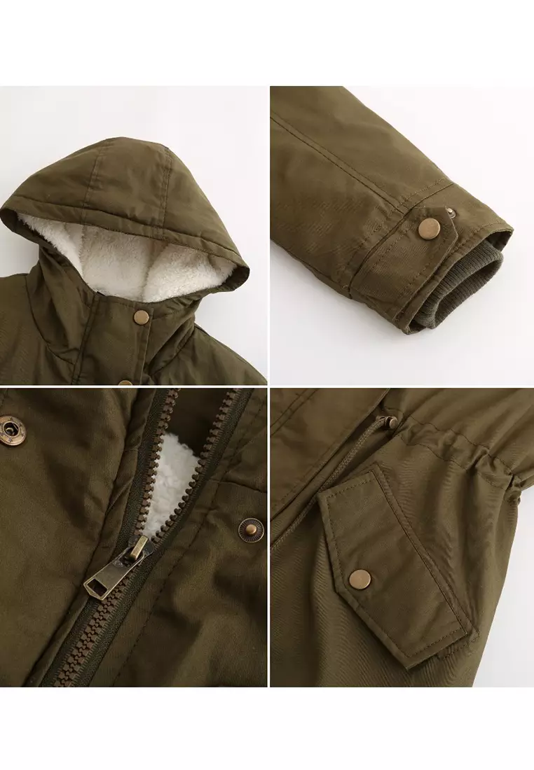 Fleece-lined Hooded Cotton Coat AD-D337