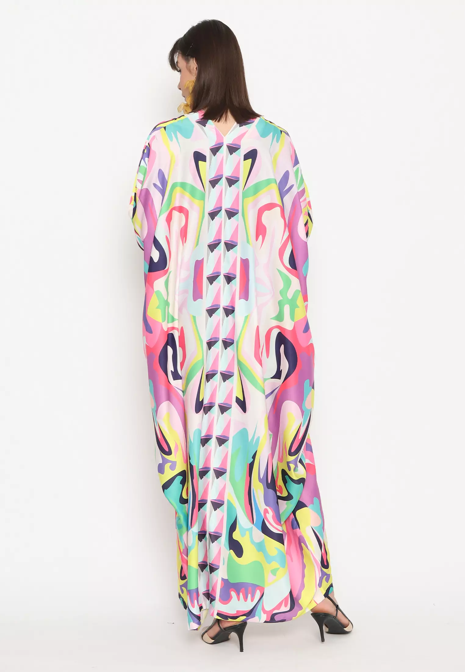 Kanzi Long Sleeve Abstract Kaftan