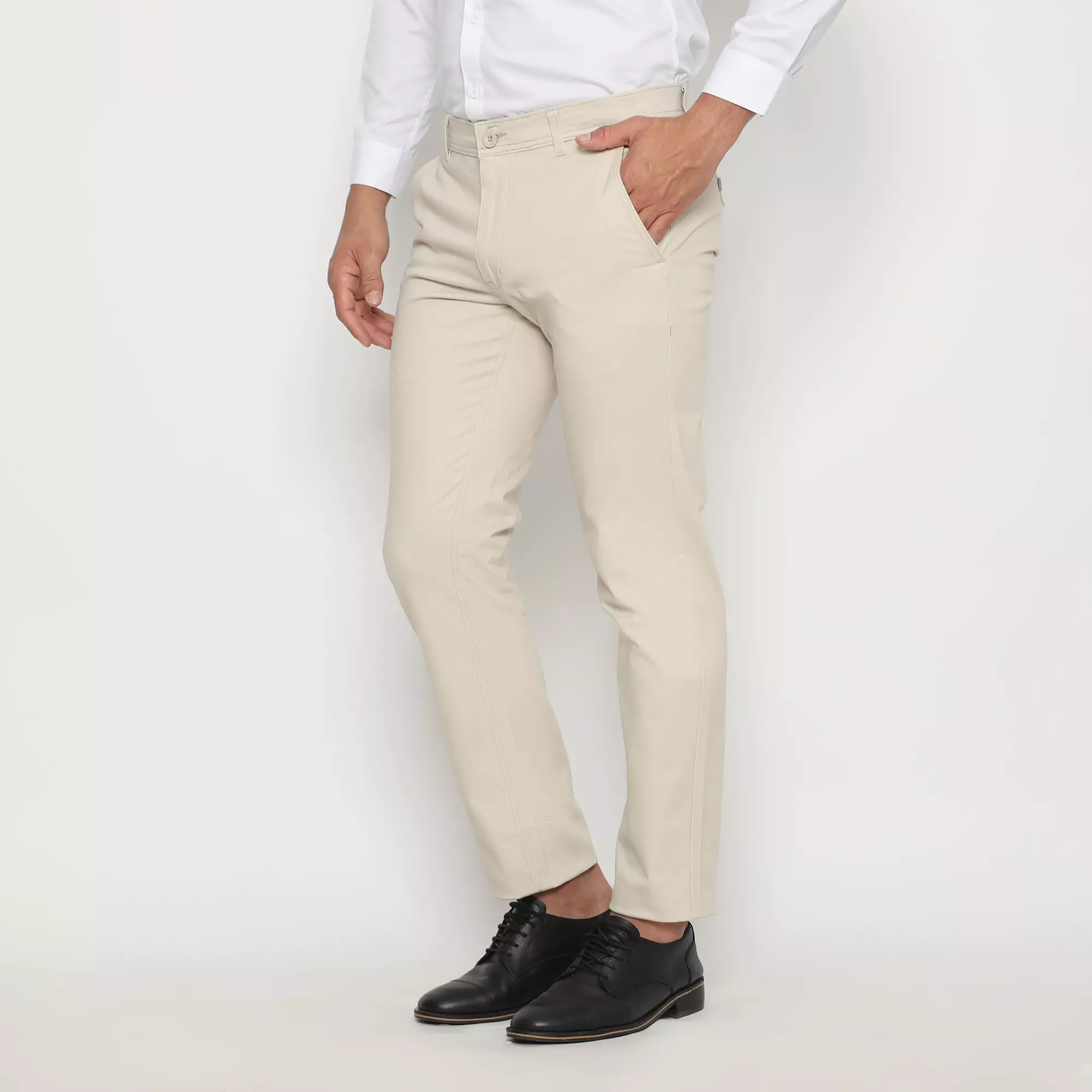 Platini Celana Pria Chino Panjang Krem Stretch 588032