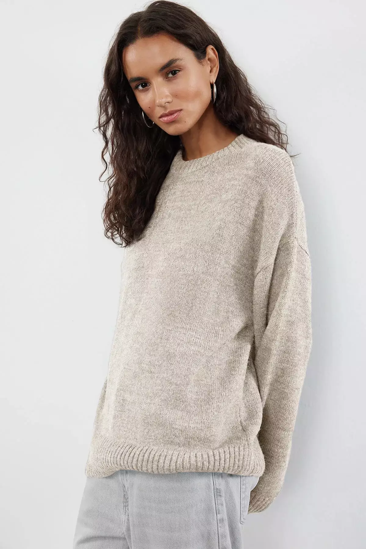 Stone Wide Pattern Crew Neck Knitwear Sweater TWOAW25KZ00168