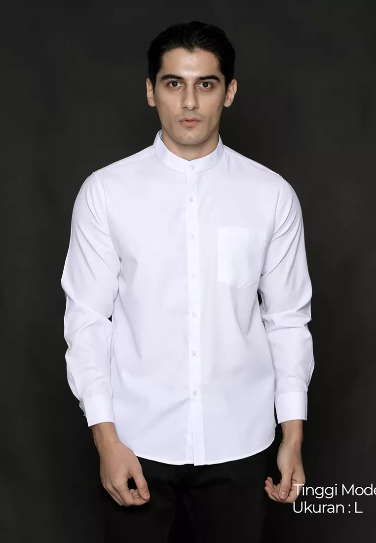 Casella Kemeja Pria Lengan Panjang Kerah Shanghai Polos Basic 7721 White