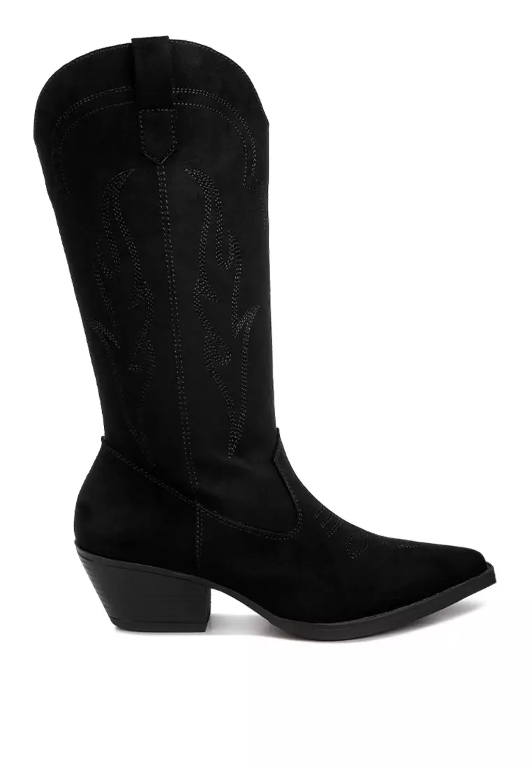 Discount on London Rag  shoes - SKU: Black Embroidered Calf Boots