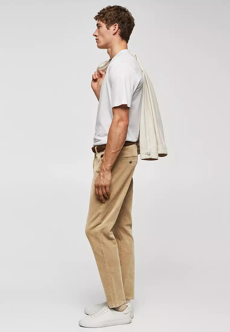 Corduroy Slim-Fit Trousers With Drawstring