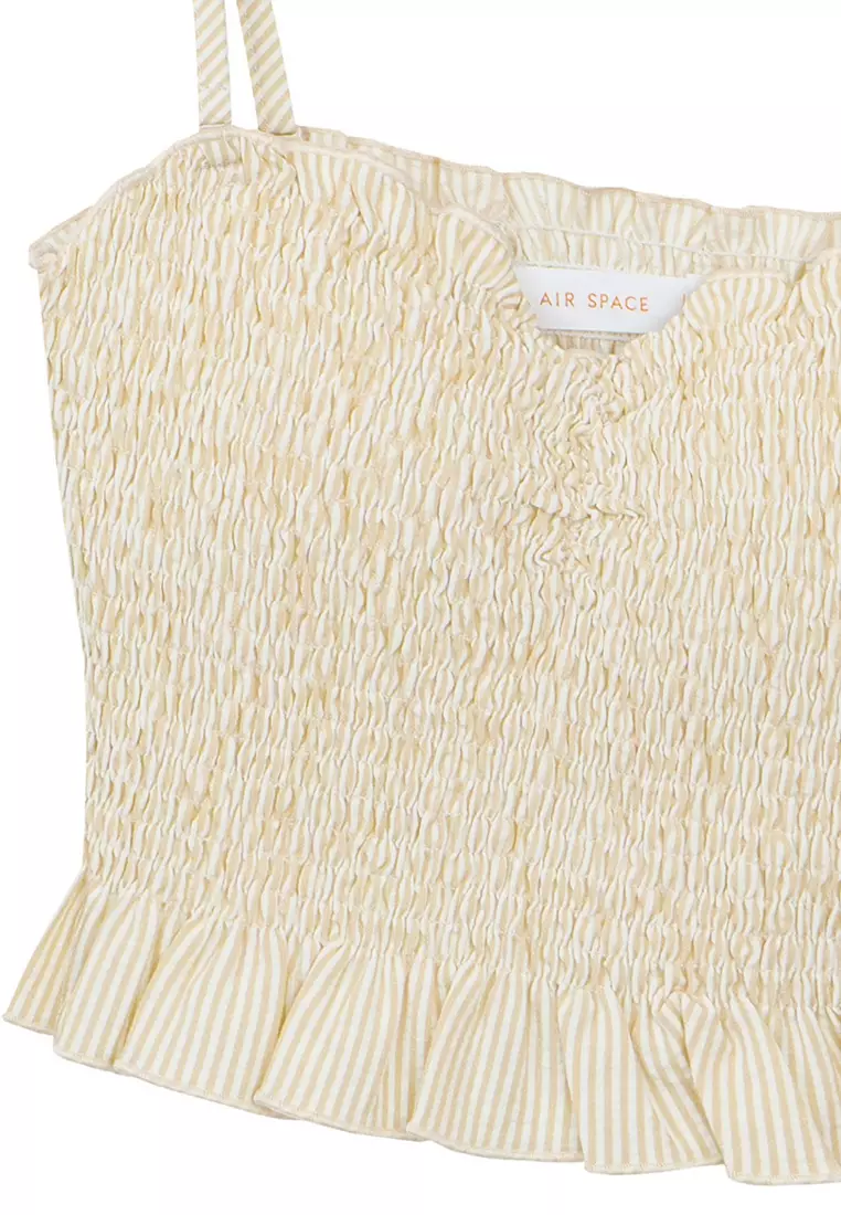 Buy AIR SPACE Striped Ruffle Padded Cami Top 2025 Online | ZALORA