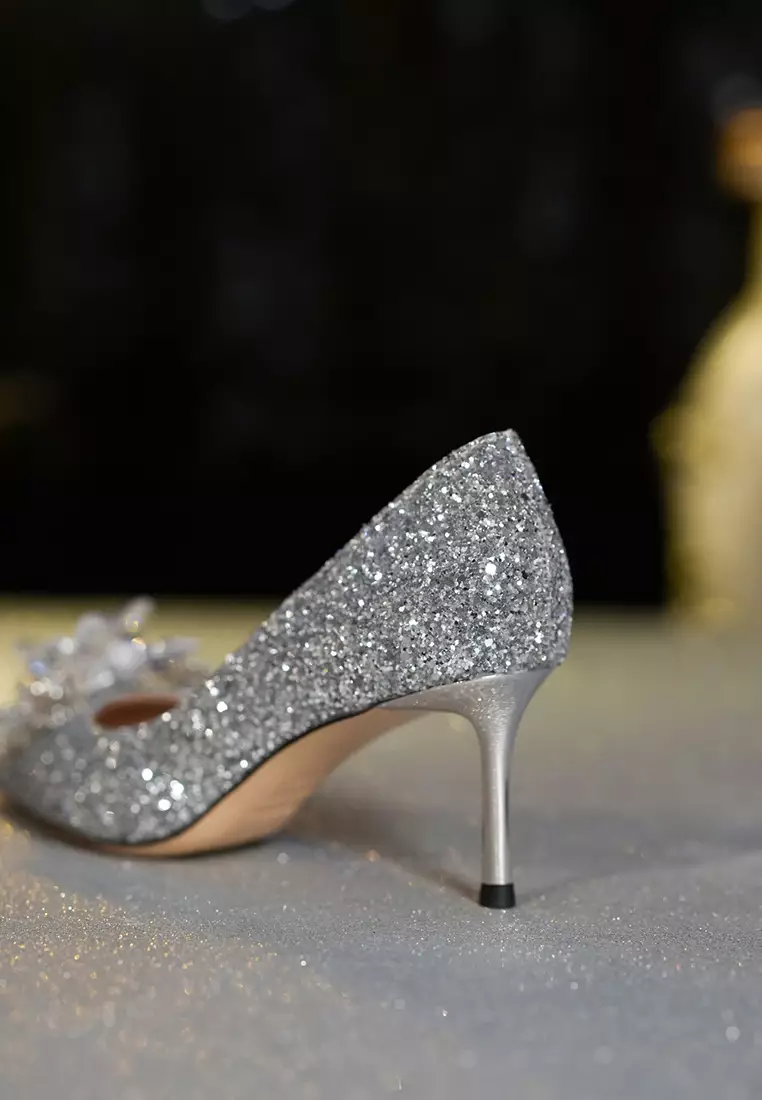 6.5CM Rhinestone Buckle Sequin Wedding Heel TE7193-10