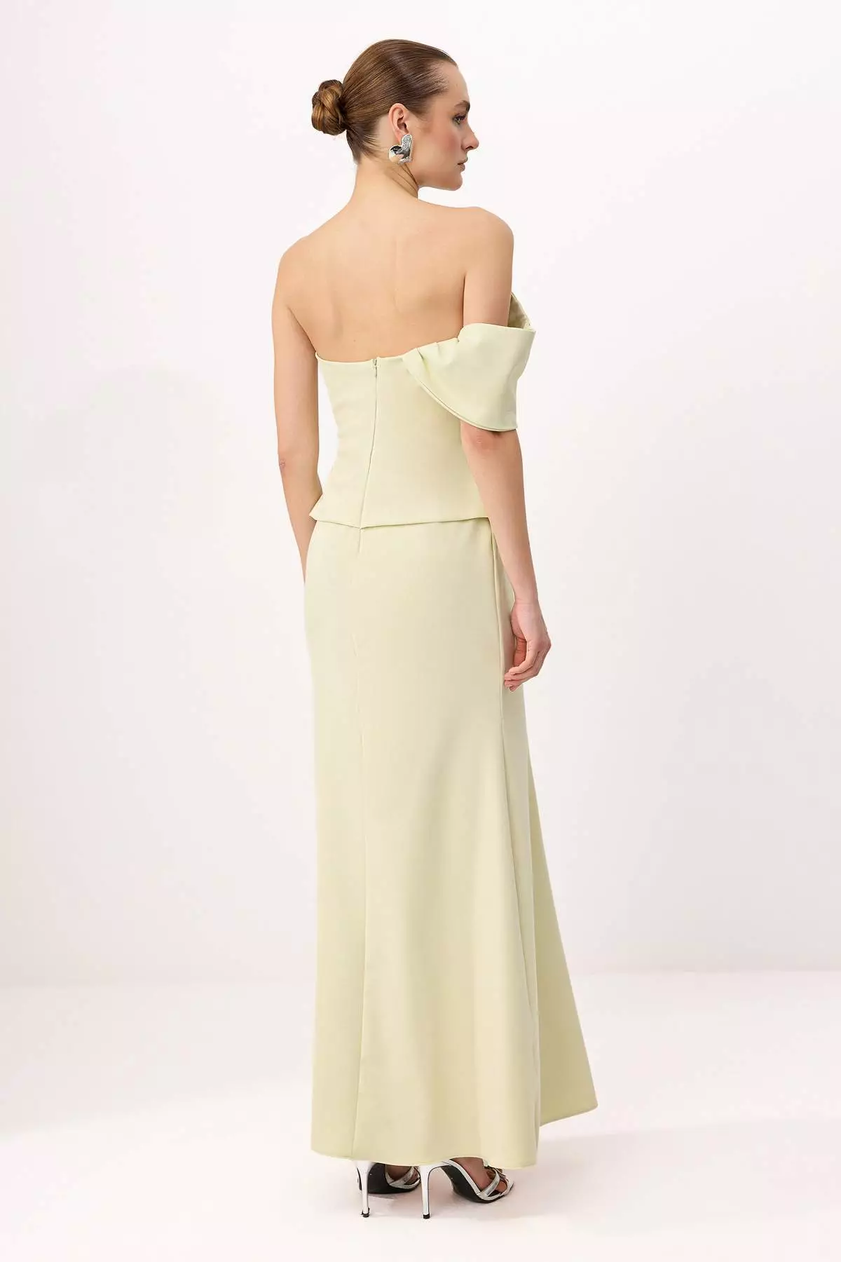 Water Green Strapless Woven Finike Maxi Evening & Graduation Dress Tprss26Ae1